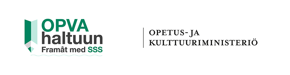 OPVA-hankkeen tekstilogo sekä Opetus- ja kulttuuriministeriön tekstilogo