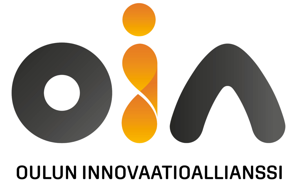 Oulun Innovaatioallianssin logo, jossa sana OIA kirjoitettu tyylitellyin kirjaimin ja niiden alla teksti Oulun Innovaatioallianssi.